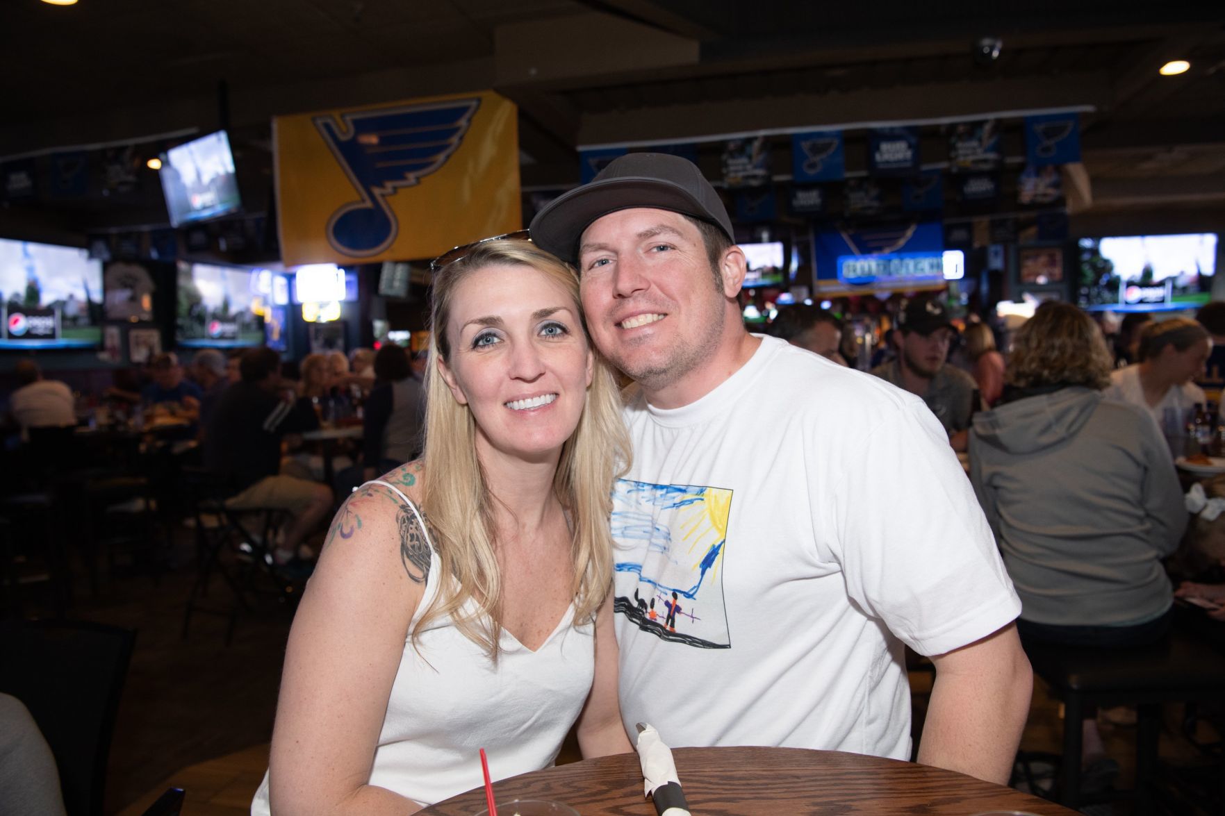Blues fans watch Game 5 of Western Conference Finals at Syberg's on Dorsett